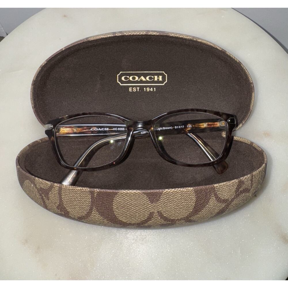 Coach Eyeglasses HC 6065 5287 Confetti Light Brown 51-17-135 Prescrip Case - Picture 3 of 8